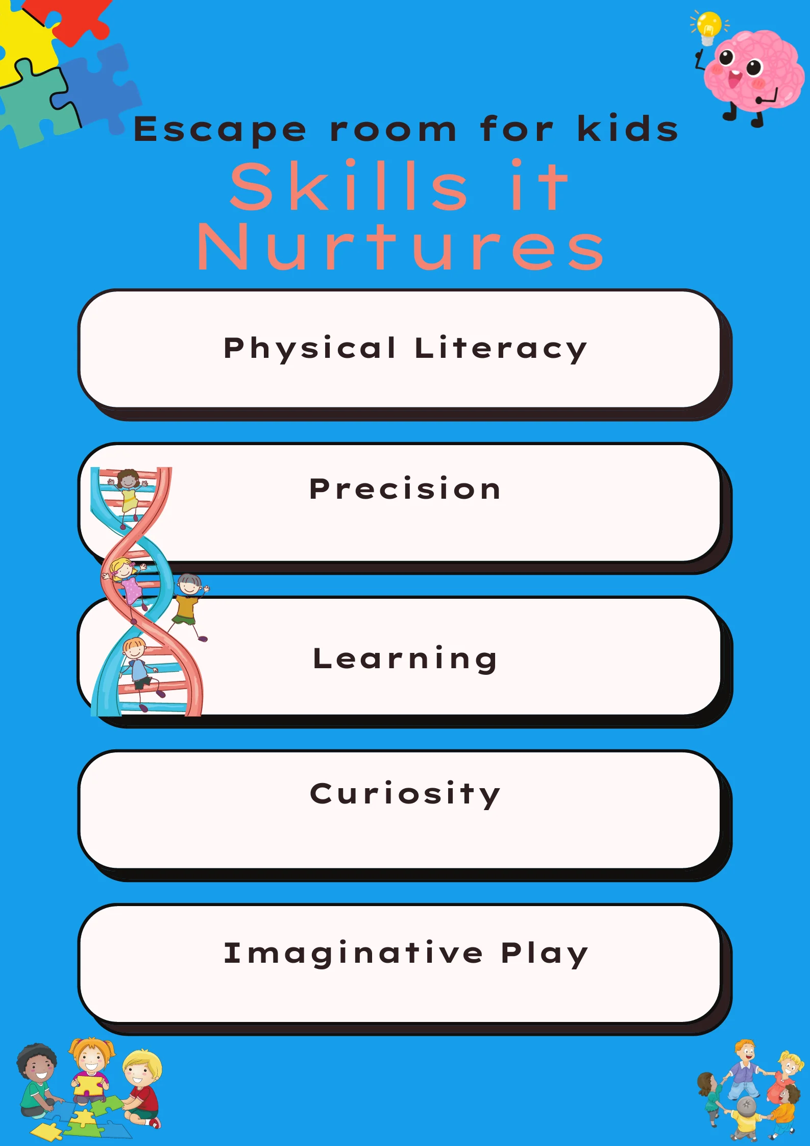 A list of skills that kids escape room nurtures