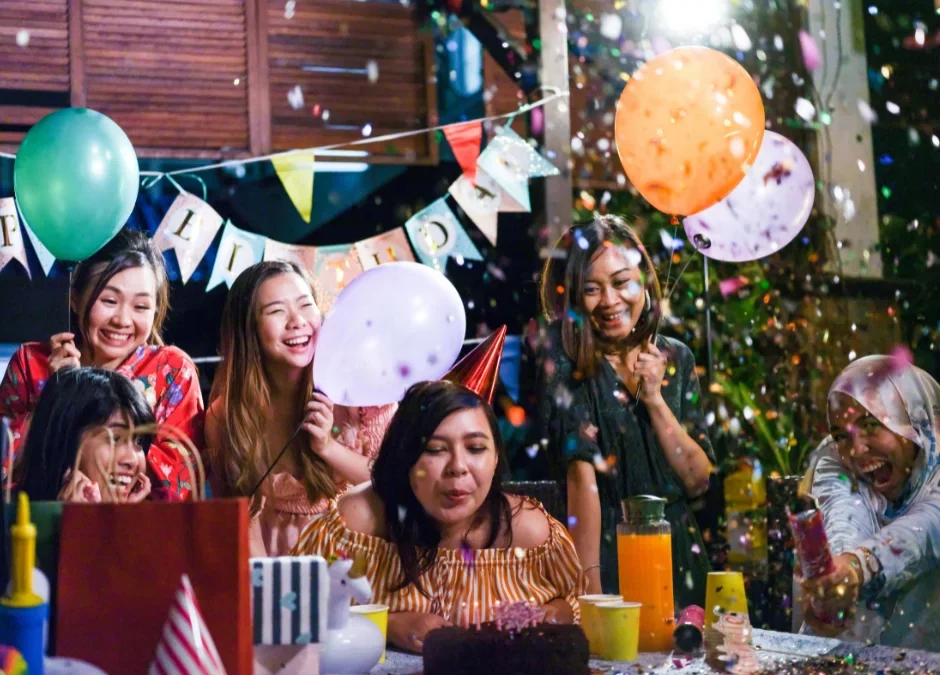Friends enjoying an escape room birthday party