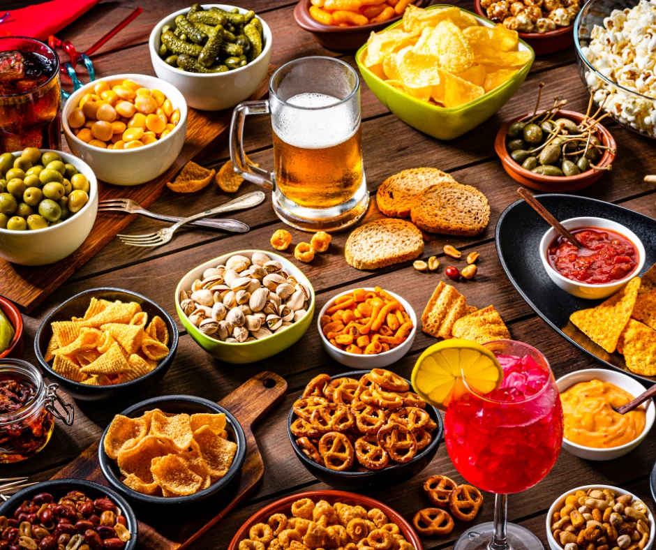 Snacks on a table for an escape room birthday party