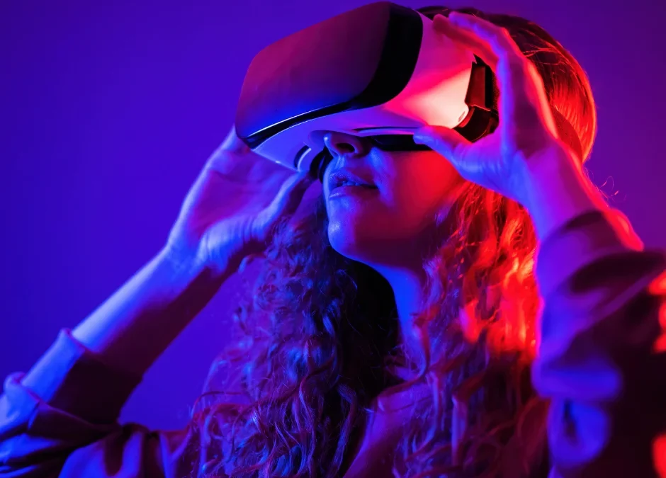 Woman using escape room technology
